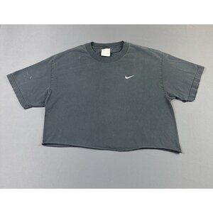 Rare Vintage Y2K Nike Mini Swoosh Sun Fade Black Crop Top Shirt Large Womens